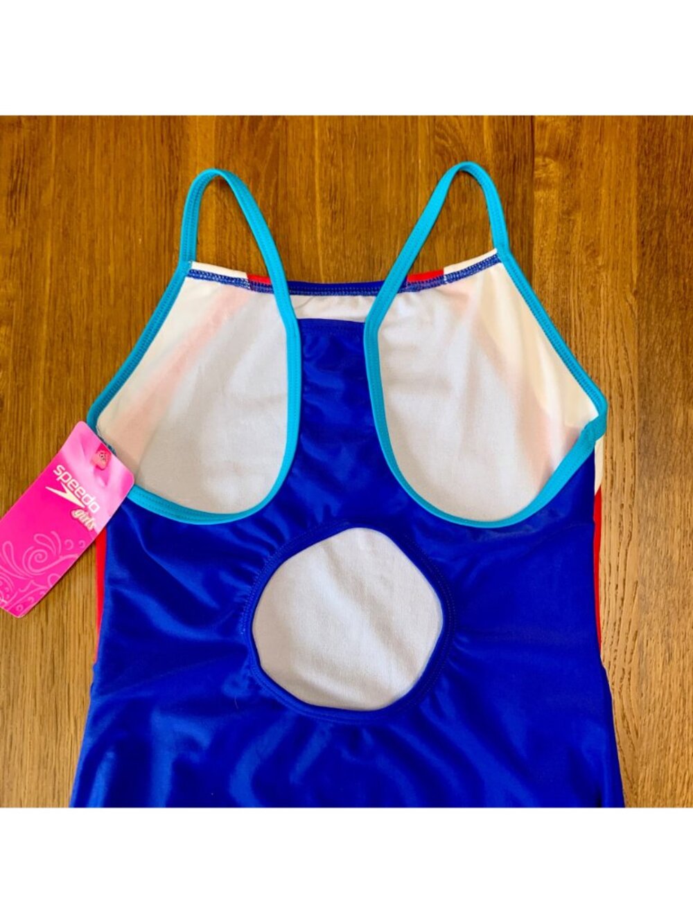 SPEEDO Performance Swimsuit Girls 12 One Piece Blue Swim Team NWT NEW Keyhole - Picture 4 of 9
